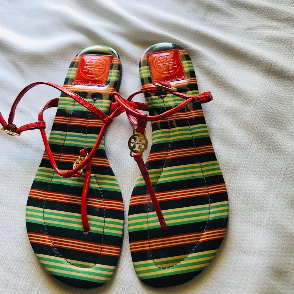 Tory Burch Striped Sandals - Red and Green - Picture 2 of 7